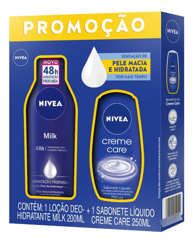 Kit Hidratação Nivea Sabonete Liquido + Hidratante Milk 