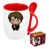 Taza Harry Potter Con Cuchara+caja De Regalo Hogwarts 