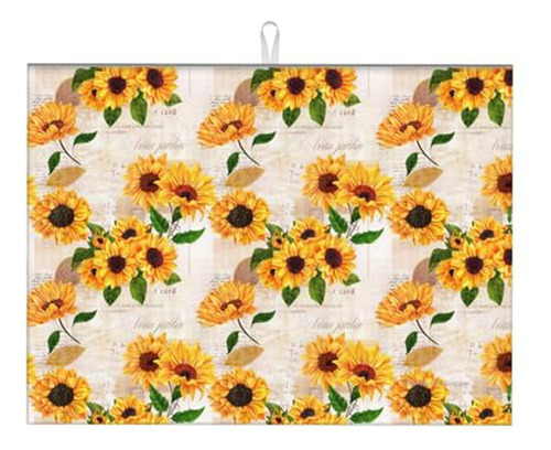  Tapete Secaplatos Estampado Girasoles Compatible Con Cocina