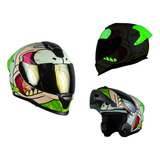 Casco Kov Abatible Apex Rick Y Morty Moto Luminicente Dot Color Verde Tamaño Del Casco Xl (61-62 Cm)