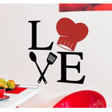 Calcomania Vinil Para Pared Cocina Love Cheff 30x30cm