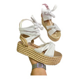 Plataformas En Yute / Sandalias Dama / Tacon Romano