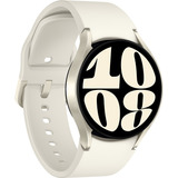 Reloj Samsung Galaxy Watch 6 Smartwatch 40mm Ip68 Color Gold Color De La Caja Graphite Color De La Correa Blanco Color Del Bisel Dorado Diseño De La Correa Lisa
