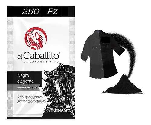 Colorante Telas Ropa Caballito Polvo Negro Elegante (250pz)
