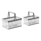 2 Cajas De Almacenamiento Plegables De Plástico Con Asas, Ap