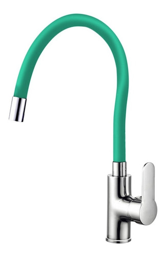 Grifo De Cocina Monocomando Libercam Rgri-09ve Canilla Mezcladora Cromado Cuello Flexible Color Verde