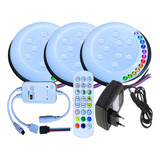 Kit 03 Led Piscina 9w Rgb 8cm Rosca 1/2 + Contr Wifi + Fonte