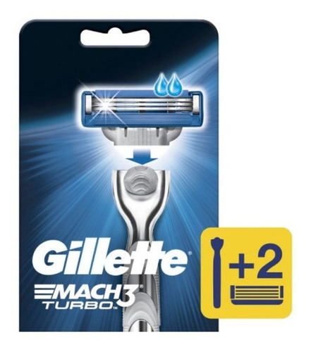 Maquina De Afeitar Gillette Mach3 Turbo + 2 Cartuchos