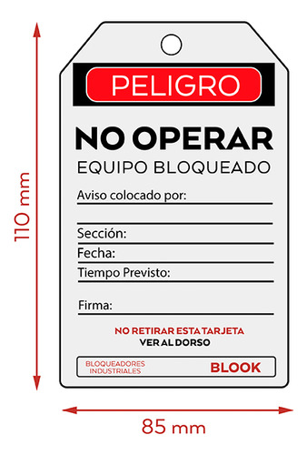 Tarjeta Identificación Bloqueo Reutilizable Espumada X2 Unid