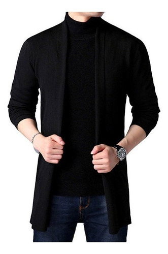 Saco Sueter Cardigan Casual Largo Abierto Para Hombre