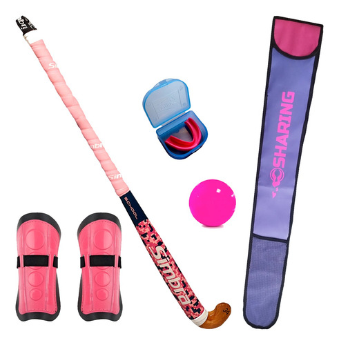 Kit Hockey Palo Simbra + Bocha + Bucal + Canilleras + Funda