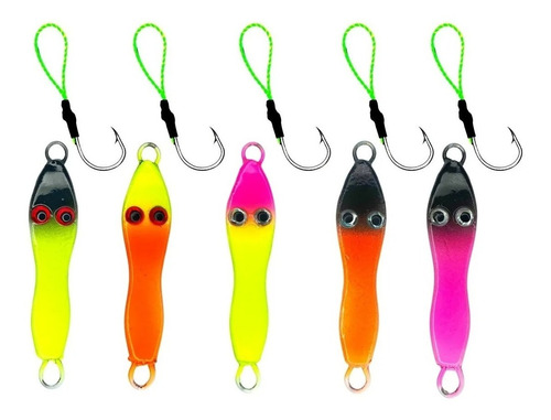 Kit 5 Jumping Jig Sapinho + 5 Suporte Hook Isca Artificial