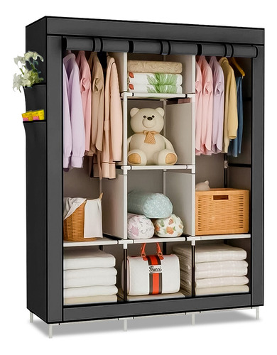 Guarda Roupa Dobrável Organizador Roupa Reforçado Cor Preto Estocasa Xhmpyc02g 