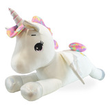 Peluche Unicornio Blanco Pelo Corto 80 Cm