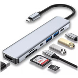 7 En 1 Usb Hub Adaptador Sd Pd Tipo C Hdmi 4k Para Mac iPad