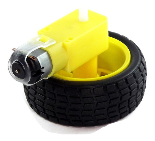 Motoreductor Amarillo 1.2kg 3v A 12v + Llanta 65mm 120rpm