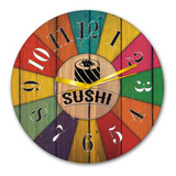 Reloj Estilo Vintage Retro Sushi Bar Decoracion Madera 30cm