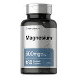 Horbaach Magnesio 500 Mg Con 180 Tabletas Huesos Fuertes