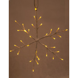 Copo De Nieve Blanco 30cm Luz Led Decoración Navidad