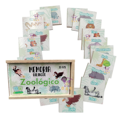 Juego Mesa Memoria Material Didáctico Madera Zoológico Niños