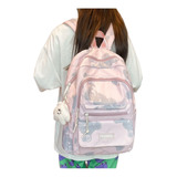 Mochila  Kawaii Colegio Nailon Niña Linda Peluche Impresión