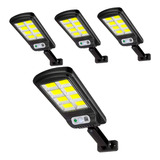 Kit 4 Luminária Solar Refletor Poste Led 100w Resistent Água