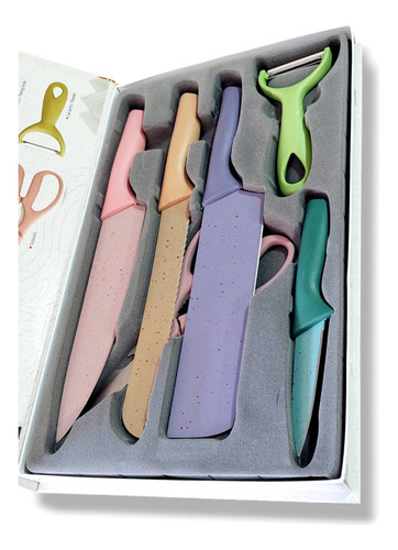 Set Cuchillos Cocina X 6 Piezas Color Chef Gourmet Kitchen 