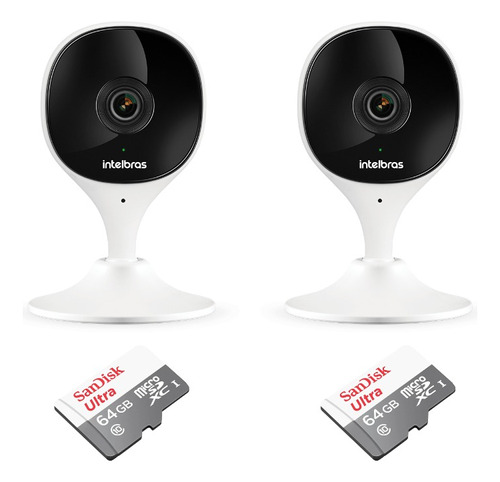 Kit 2 Câmera De Segurança Wifi Imx Intelbras + Cartão 64gb