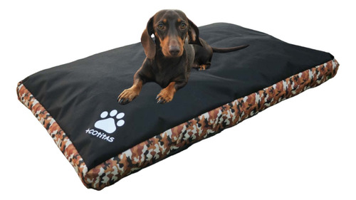 Colchon Cama Perros 120x70cm Antidesgarro Camuflado +cotitas