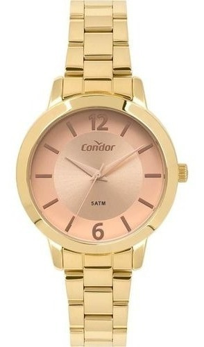 Relógio Condor Feminino Fashion Dourado + Brinde