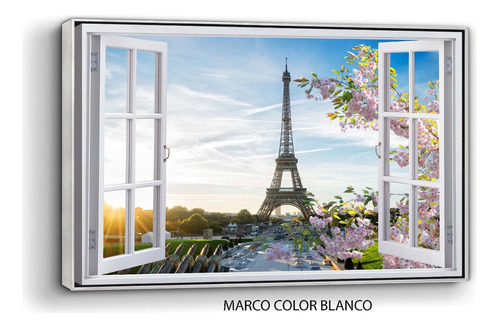 Cuadro Canvas Marco Flot. Vent. Paris Torre Eiffel 140x90