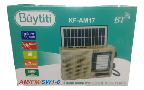 Radio Kf-am17 Am, Fm, Sw, Bt, Micro Sd, Usb Solar Col. Negro
