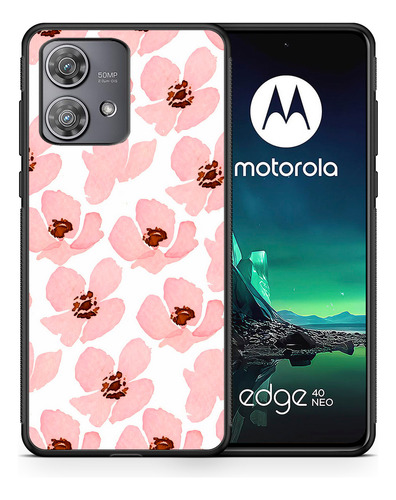 Funda Para Motorola Flores Flor Acuarela Rosa Damas Moto