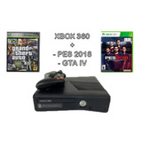 Microsoft Xbox 360 Slim + 5 Jogos (gta 4, Pes 2018 E Outros)