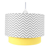 Lustre Chevron Amarelo Pendente Bebê Luminária Moderna Cinza