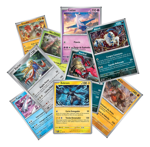 Kit 12 Cartas Pokémon Lendários Fenda Paradoxal Ev4