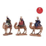 Reyes Magos En Camellos De 16 Cm  Para Pesebre