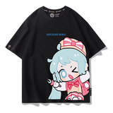 Camiseta De Manga Corta Hatsune Miku Q De Algodón Puro