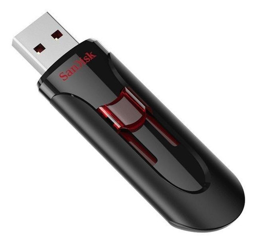 Memoria Usb Sandisk Cruzer Glide 64gb 3.0 Negro Y Rojo