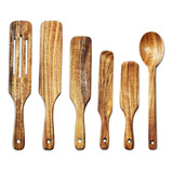 Juego De Utensilios De Cocina De Madera De Teca Natural, Cuc