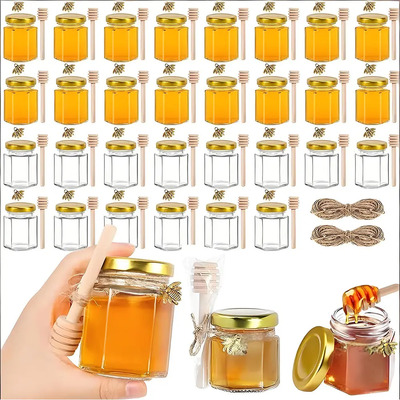 Frasco De Vidrio Mini Miel Hexagonal 45 Ml Con Tapa 20pzs Amarillo | MercadoLibre