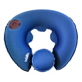 Almohadilla Inflable Cuello P/ Viaje Poliéster Azul Wallis