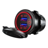 Cargador De Coche Qc3.0 Dual Usb Rápido Socket Led Voltímetr