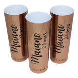 10 Copos Long Drink Metalizados Personalizados Rose Gold