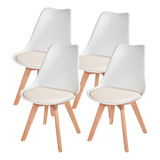 Kit Com 4 Cadeiras Leda Branca - Charles Eames Wood Com Almo