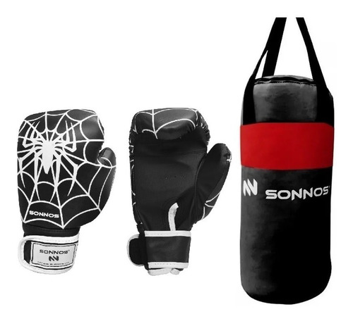 Kit Boxeo Niños Bolsa Con Relleno + Guantes Spider Sonnos