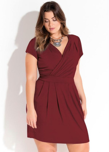 Vestido Decote Transpassado Plus Size Social Casual Festa