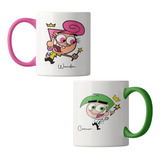 Mugs Pareja Duo Cosmo Y Wanda Con Nombre Personalizado