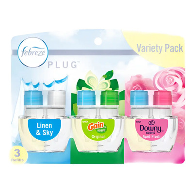 Febreze Plug Electrico Mas 3 Repuest Gain, Downy, Linen Sky