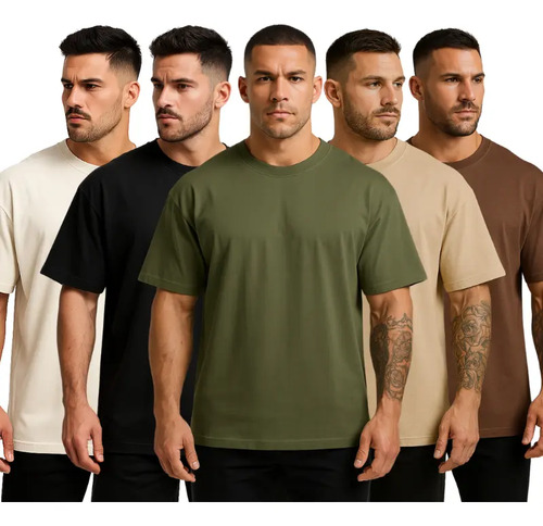 Kit 5 Camisetas Oversized Masculina Camisa Lisa 100% Algodão | Frete grátis